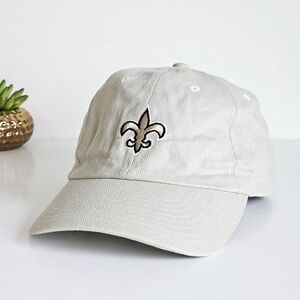 Vintage NFL New Orleans Saints Hat Y2K Khaki Strapback Cap 100% Cotton